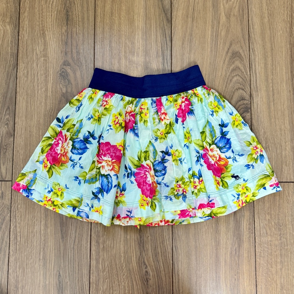 Abercrombie & Fitch Floral Skirt with Navy Waistband